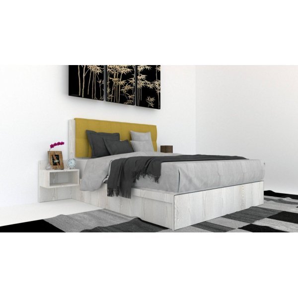 Pat Tapitat LEX 120 cu 2 noptiere, Decor K010 / Rico 10