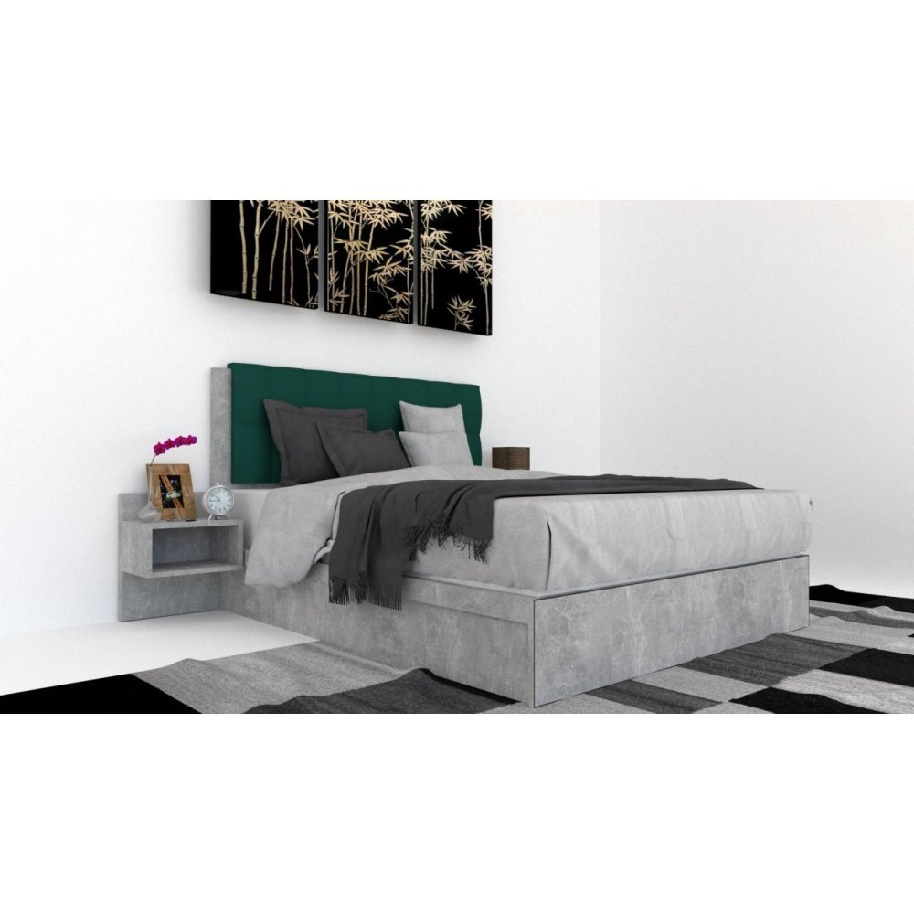 Pat Tapitat LEX 180 cu 2 noptiere, Decor 4298 / Kronos 04