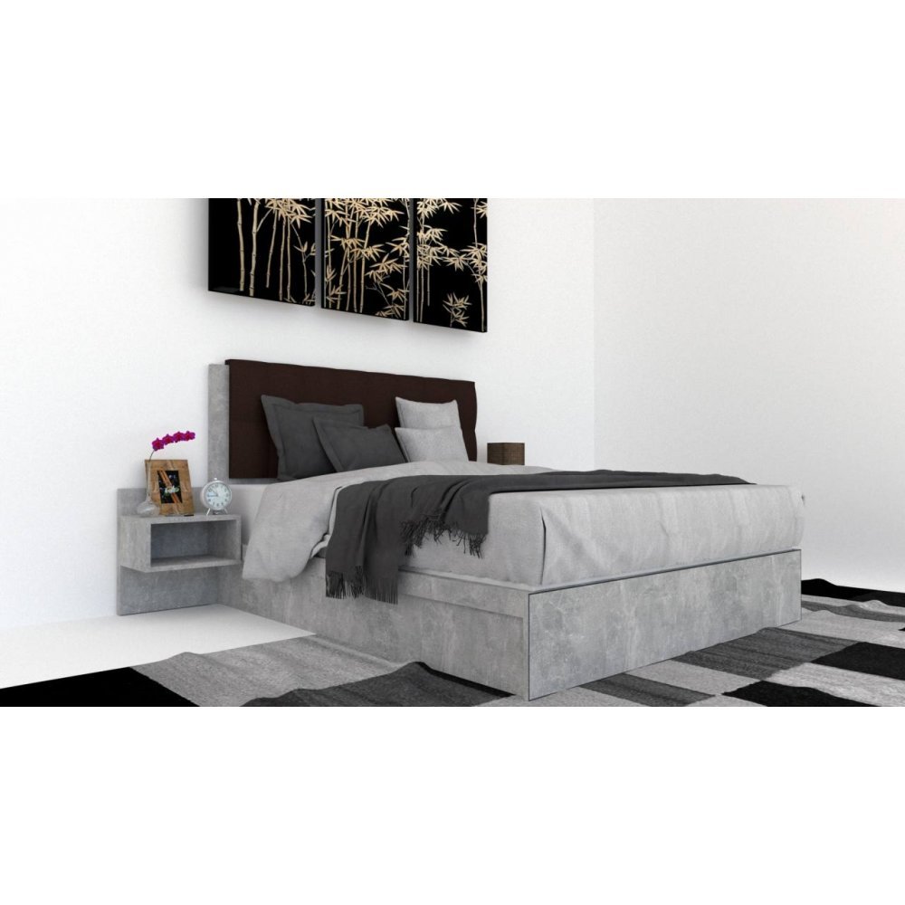 Pat Tapitat LEX 180 cu 2 noptiere, Decor 4298 / Kronos 06