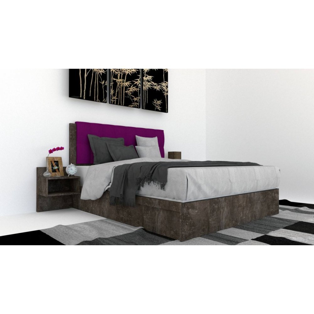 Pat Tapitat LEX 180 cu 2 noptiere, Decor 4299 / Rico 07