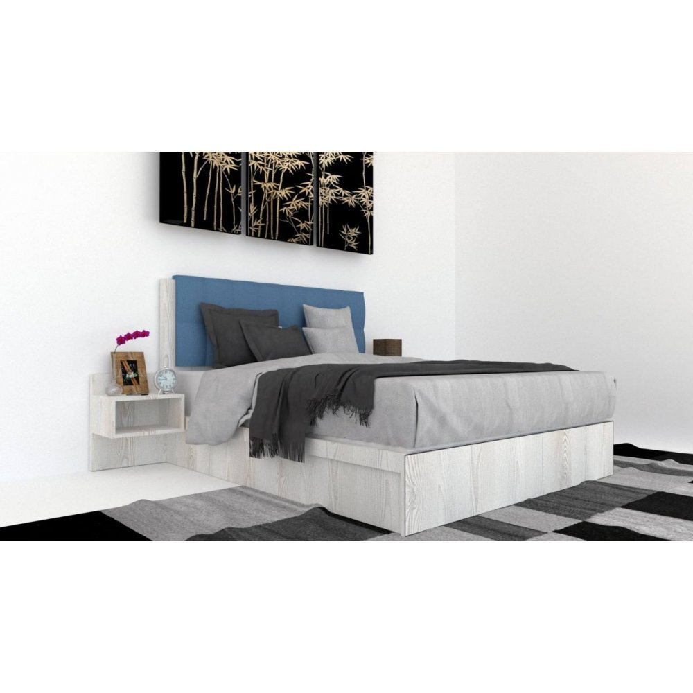 Pat Tapitat LEX 180 cu 2 noptiere, Decor K010 / Aura 12 Pat Tapitat LEX 180 cu 2 noptiere, Decor K010 / Aura 12