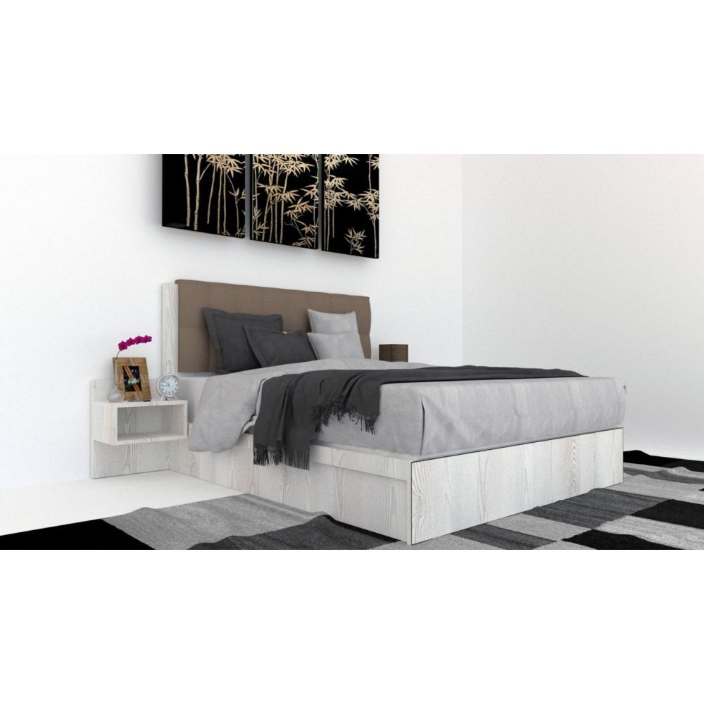 Pat Tapitat LEX 180 cu 2 noptiere, Decor K010 / Haiti 03 Pat Tapitat LEX 180 cu 2 noptiere, Decor K010 / Haiti 03