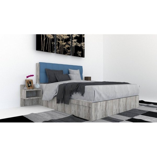 Pat Tapitat LEX 120 cu 2 noptiere, Decor K084 / Aura 12