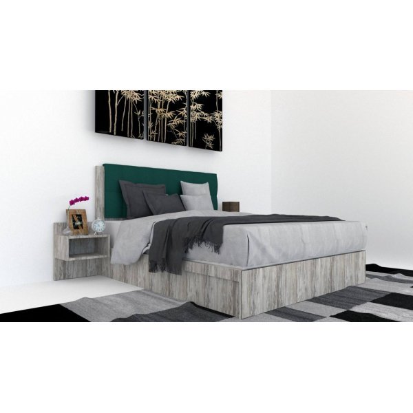 Pat Tapitat LEX 120 cu 2 noptiere, Decor K084 / Kronos 04