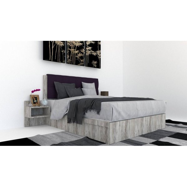 Pat Tapitat LEX 120 cu 2 noptiere, Decor K084 / Malaga 13