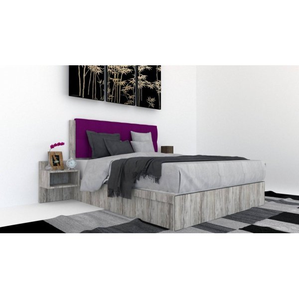 Pat Tapitat LEX 120 cu 2 noptiere, Decor K084 / Rico 07