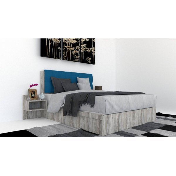 Pat Tapitat LEX 120 cu 2 noptiere, Decor K084 / Rico 11