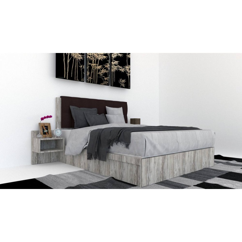 Pat Tapitat LEX 160 cu 2 noptiere Decor K084 / Kronos 06