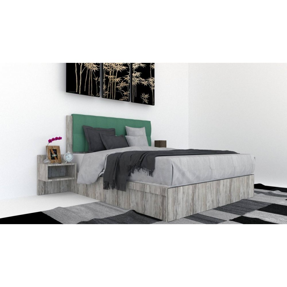 Pat Tapitat LEX 160 cu 2 noptiere Decor K084 / Rico 18 Pat Tapitat LEX 160 cu 2 noptiere Decor K084 / Rico 18