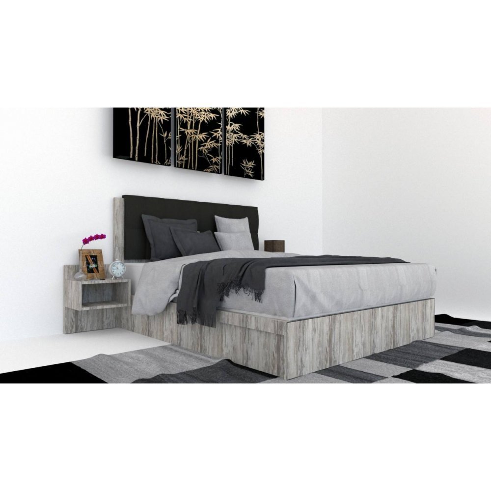 Pat Tapitat LEX 180 cu 2 noptiere, Decor K084 / Kronos 34