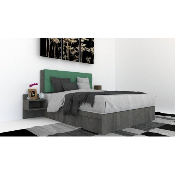 Pat Tapitat LEX 120 cu 2 noptiere, Decor K352 / Rico 18