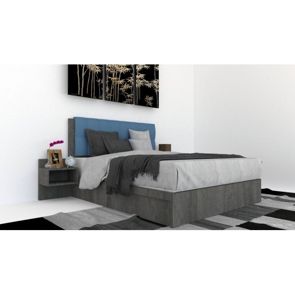 Pat Tapitat LEX 140 cu 2 noptiere, Decor K352 / Aura 12