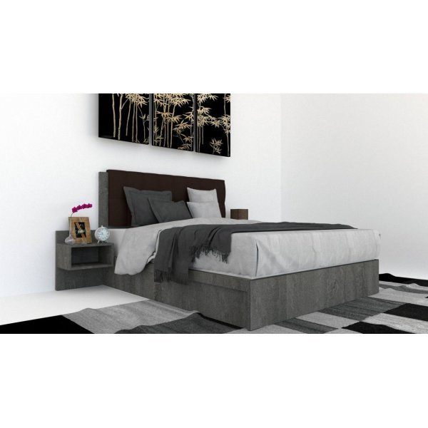 Pat Tapitat LEX 140 cu 2 noptiere, Decor K352 / Kronos 06