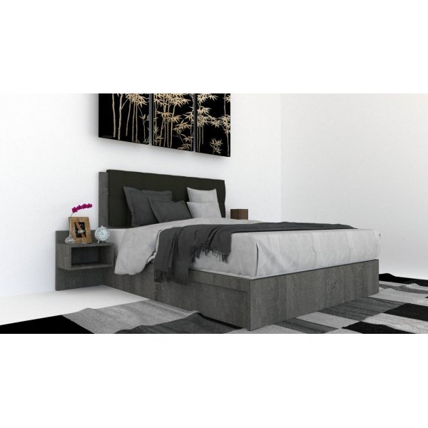 Pat Tapitat LEX 140 cu 2 noptiere, Decor K352 / Kronos 34