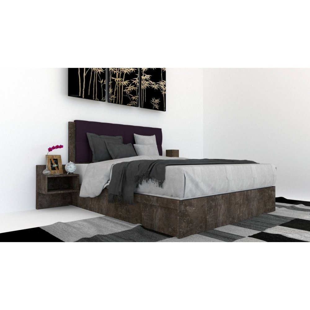 Pat Tapitat LEX 160 cu 2 noptiere Decor 4299 / Malaga 13
