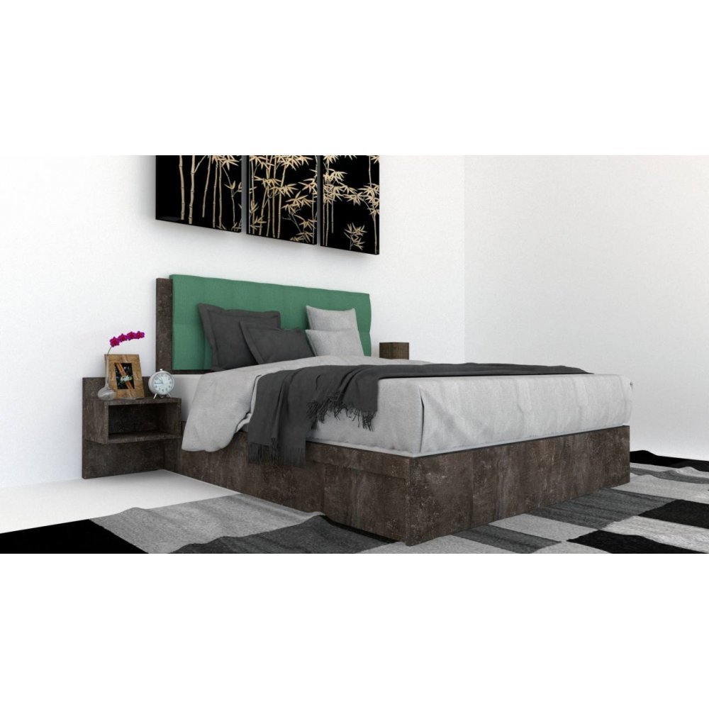 Pat Tapitat LEX 160 cu 2 noptiere Decor 4299 / Rico 18
