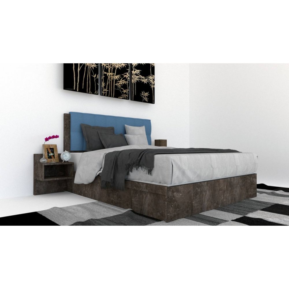 Pat Tapitat LEX 140 cu 2 noptiere, Decor 4299 / Aura 12