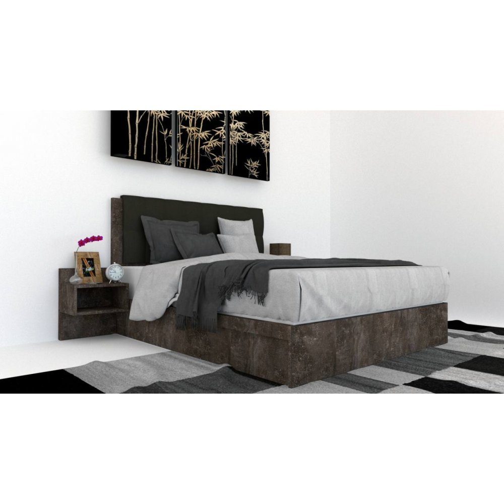 Pat Tapitat LEX 140 cu 2 noptiere, Decor 4299 / Kronos 34