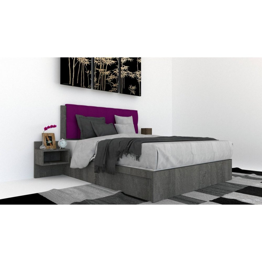 Pat Tapitat LEX 160 cu 2 noptiere, Decor K352 / Rico 07