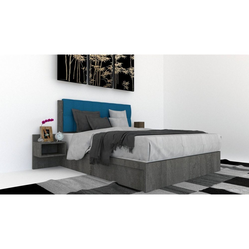 Pat Tapitat LEX 160 cu 2 noptiere, Decor K352 / Rico 11