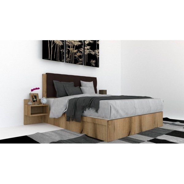 Pat Tapitat LEX 120 cu 2 noptiere, Decor K366 / Kronos 06