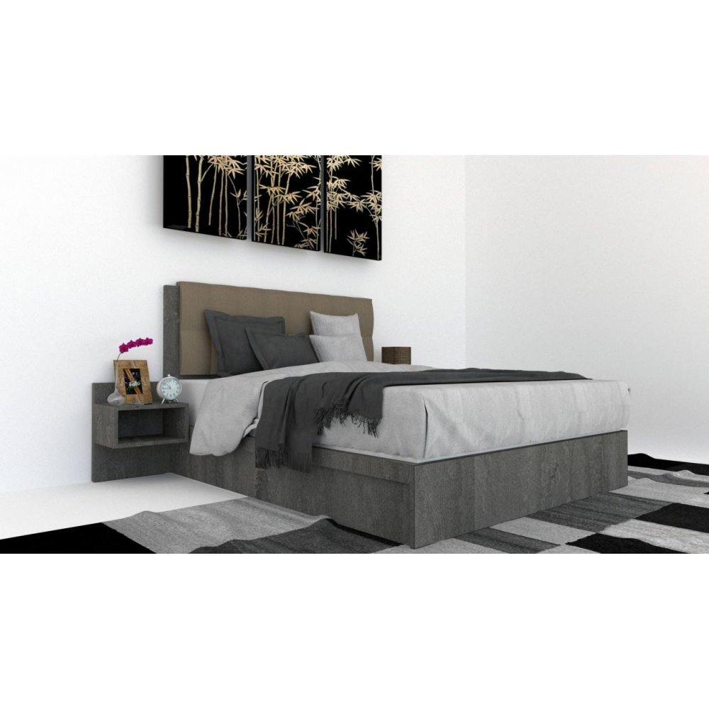 Pat Tapitat LEX 180 cu 2 noptiere, Decor K352 / Haiti 03 Pat Tapitat LEX 180 cu 2 noptiere, Decor K352 / Haiti 03