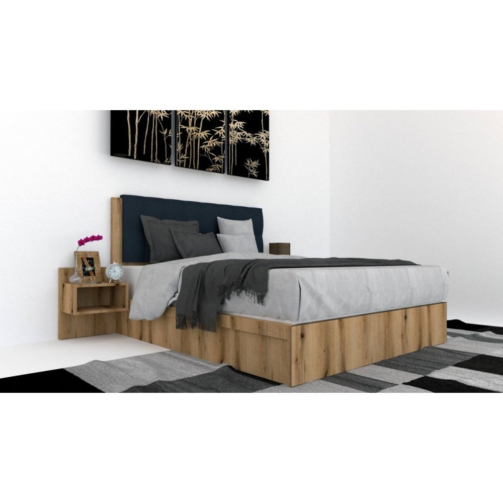 Pat Tapitat LEX 120 cu 2 noptiere, Decor K365 / Peru 09 Pat Tapitat LEX 120 cu 2 noptiere, Decor K365 / Peru 09