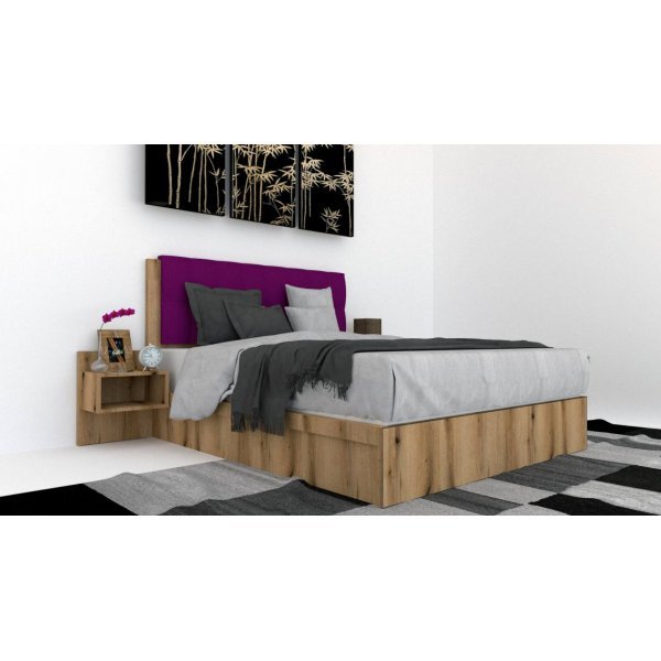 Pat Tapitat LEX 120 cu 2 noptiere, Decor K365 / Rico 07