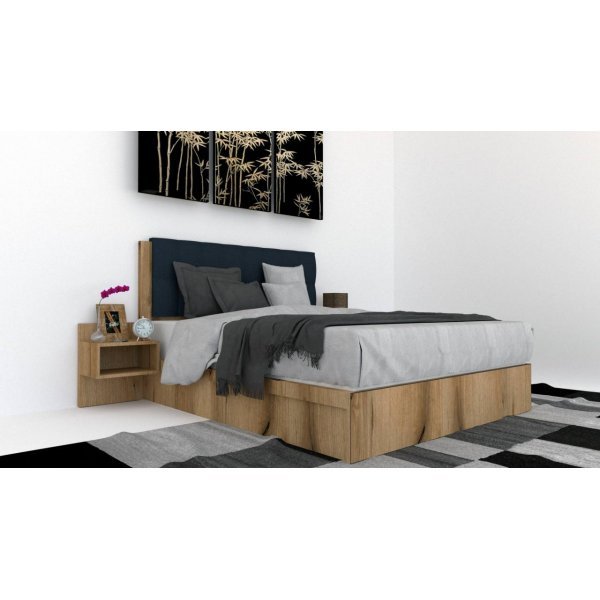 Pat Tapitat LEX 140 cu 2 noptiere, Decor K366 / Peru 09