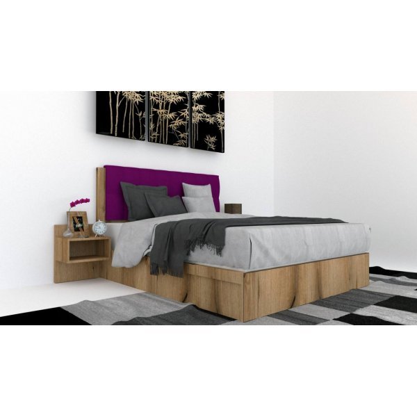 Pat Tapitat LEX 140 cu 2 noptiere, Decor K366 / Rico 07