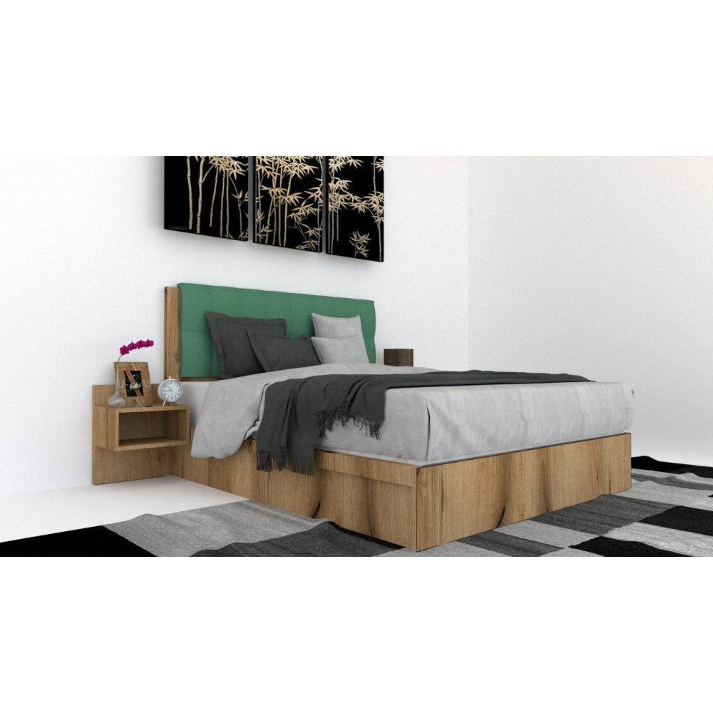 Pat Tapitat LEX 140 cu 2 noptiere, Decor K366 / Rico 18