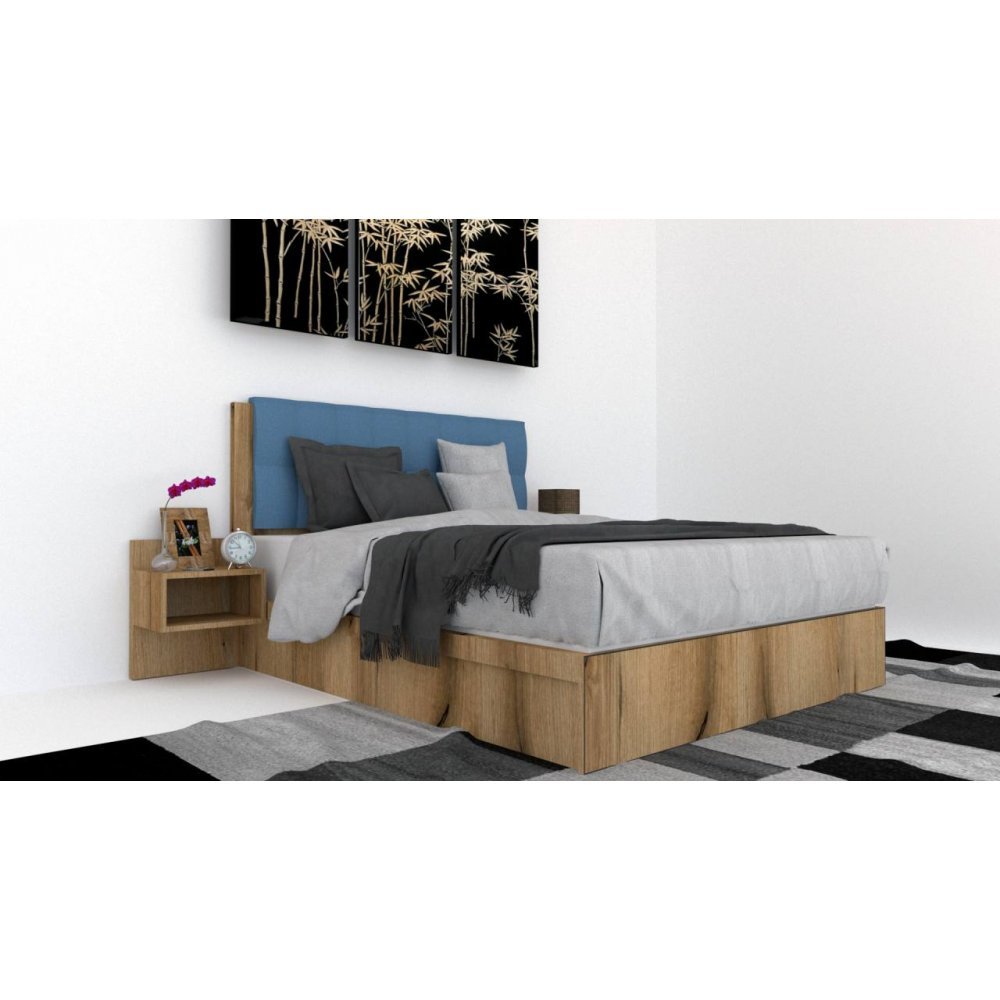 Pat Tapitat LEX 160 cu 2 noptiere, Decor K366 / Aura 12