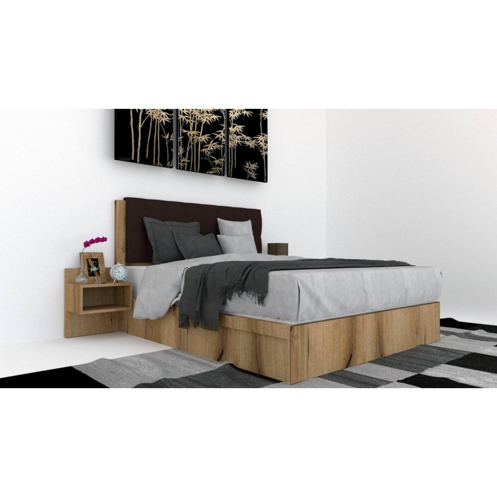 Pat Tapitat LEX 160 cu 2 noptiere, Decor K366 / Kronos 06
