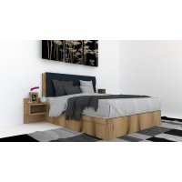 Pat Tapitat LEX 160 cu 2 noptiere, Decor K366 / Peru 09 Pat Tapitat LEX 160 cu 2 noptiere, Decor K366 / Peru 09