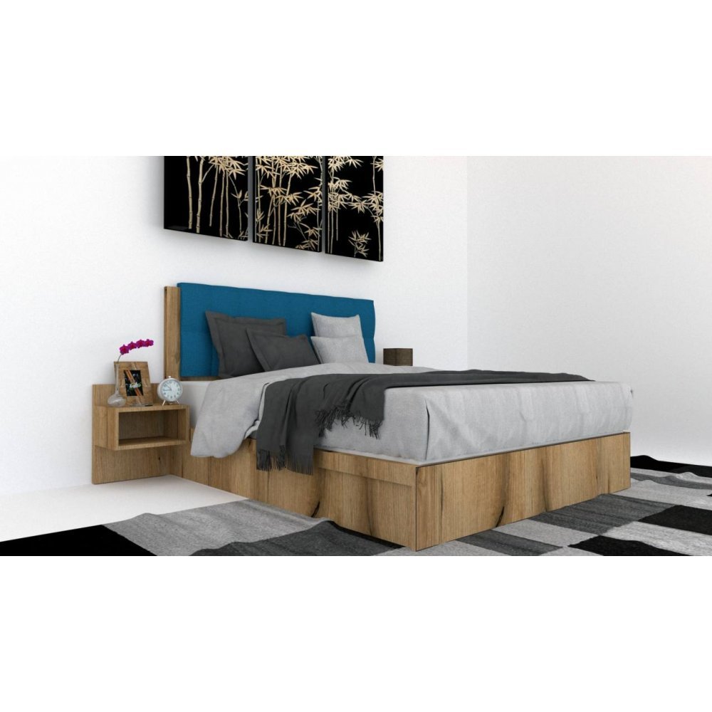 Pat Tapitat LEX 160 cu 2 noptiere, Decor K366 / Rico 11