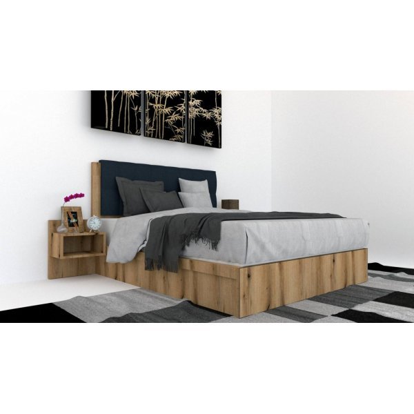 Pat Tapitat LEX 140 cu 2 noptiere, Decor K365 / Peru 09