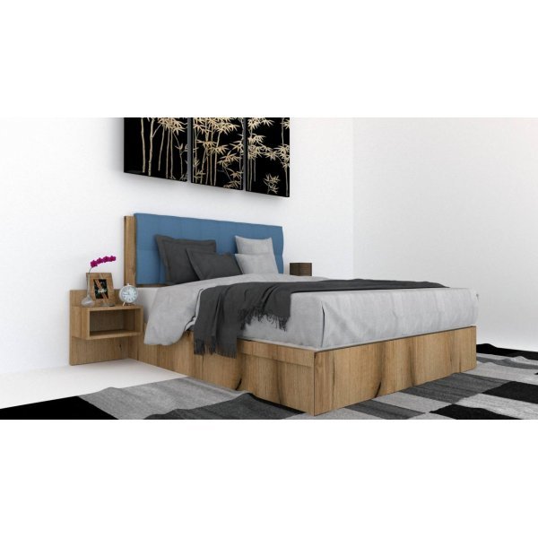 Pat Tapitat LEX 180 cu 2 noptiere, Decor K366 / Aura 12