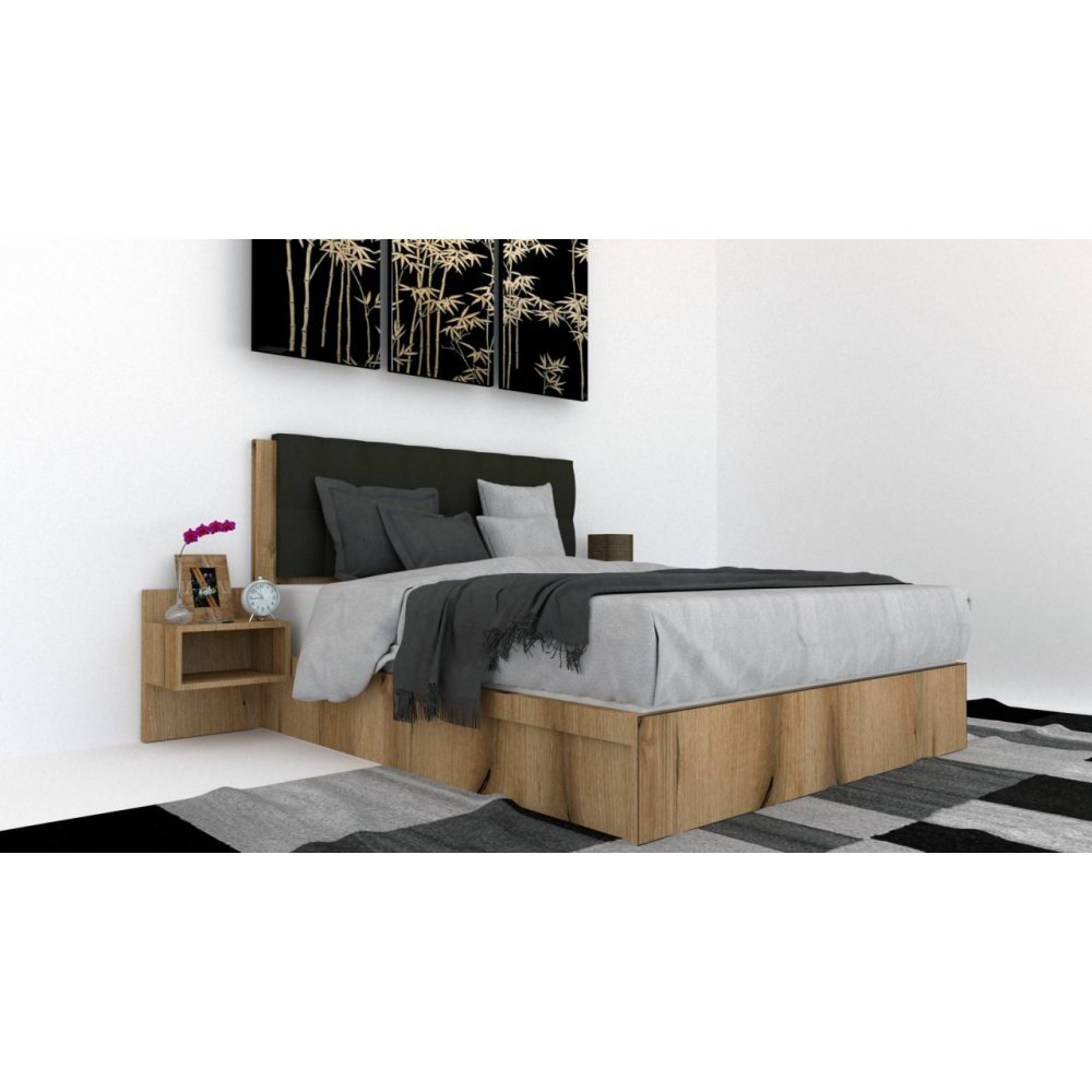 Pat Tapitat LEX 180 cu 2 noptiere, Decor K366 / Kronos 34