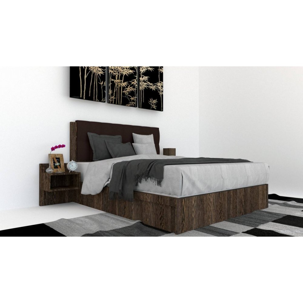 Pat Tapitat LEX 180 cu 2 noptiere, Decor 7648 / Kronos 06