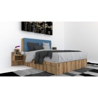 Pat Tapitat LEX 160 cu 2 noptiere, Decor K365 / Aura 12