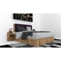 Pat Tapitat LEX 160 cu 2 noptiere, Decor K365 / Malaga 13 Pat Tapitat LEX 160 cu 2 noptiere, Decor K365 / Malaga 13