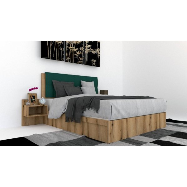 Pat Tapitat LEX 180 cu 2 noptiere, Decor K365 / Kronos 04