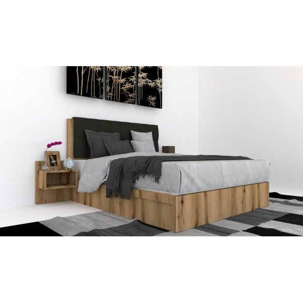 Pat Tapitat LEX 180 cu 2 noptiere, Decor K365 / Kronos 34