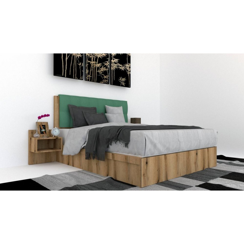 Pat Tapitat LEX 180 cu 2 noptiere, Decor K365 / Rico 18