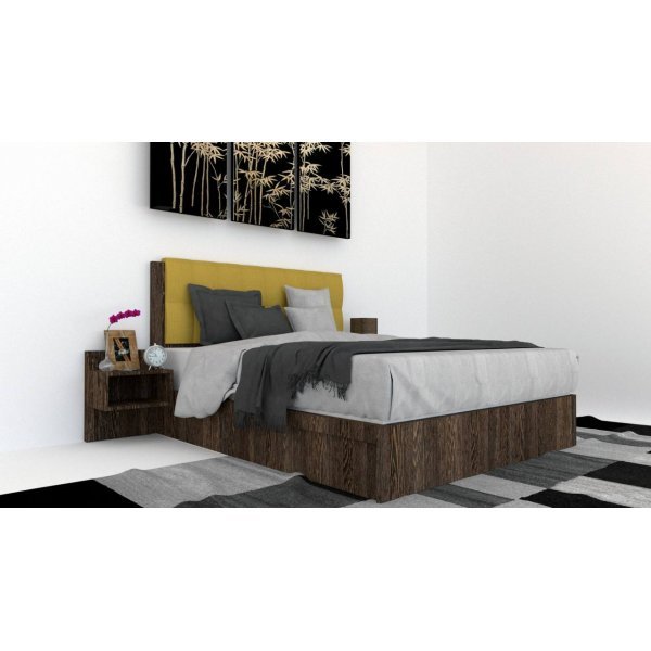 Pat Tapitat LEX 140 cu 2 noptiere, Decor 7648 / Rico 10