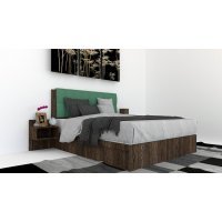 Pat Tapitat LEX 140 cu 2 noptiere, Decor 7648 / Rico 18