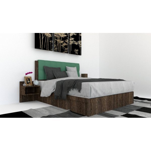 Pat Tapitat LEX 120 cu 2 noptiere, Decor 7648 / Rico 18