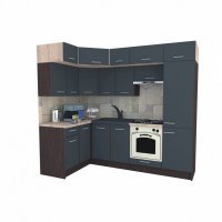 Bucatarie de Colt BIG GENA NEW DR. 140-250, Wenge / Decor 0164