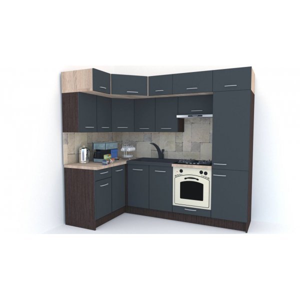 Bucatarie de Colt BIG GENA NEW DR. 140-250, Wenge / Decor 0164