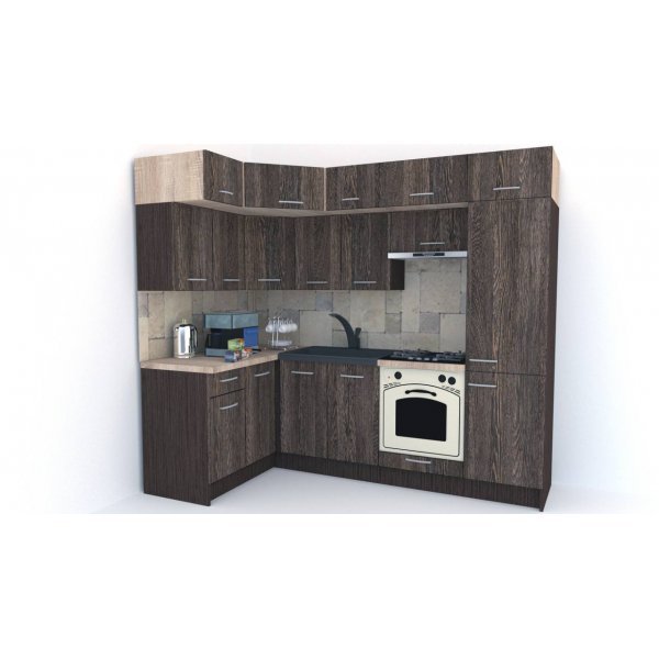 Bucatarie de Colt BIG GENA NEW DR. 140-250, Wenge / Decor 7648
